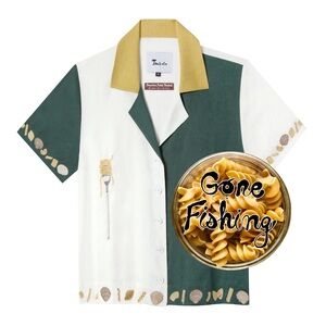 Tombolo 'Vongole!' Cabana (Green) Beach Shirt Linen *never worn*